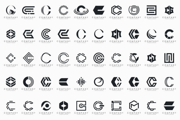 zestaw ikon logo kreatywnej litery c. projekt dla biznesu luksusowego, eleganckiego, prostego. - letter o alphabet typescript symbol stock illustrations
