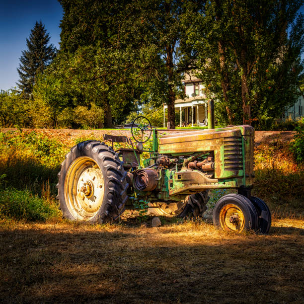 retired tractor stock photo