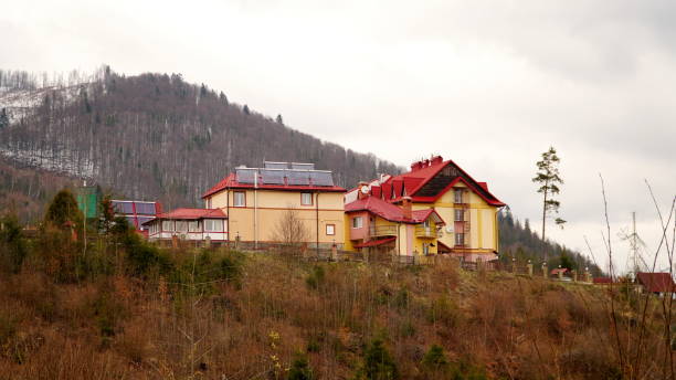 istock water heating batteries. Evacuated tube solar collector, low angle detail 1448558663