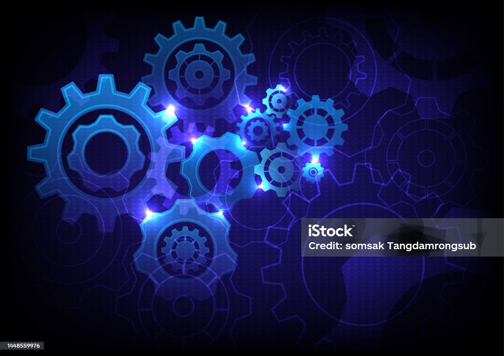 Tech Bot Cogs Hi Tech Cog Background Stock Illustration - Download Image Now ...