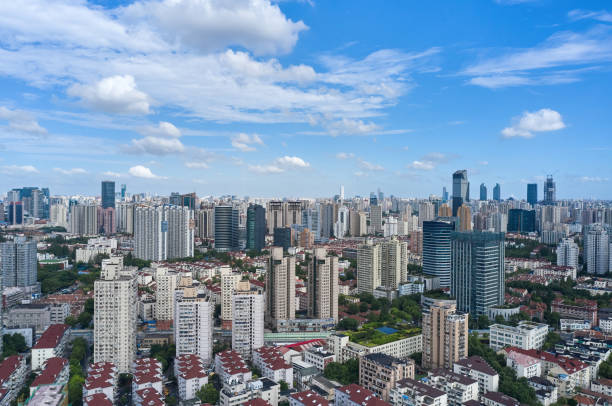 istock Aerial map Shanghai China city skyline 1448563197