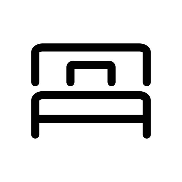 иконка односпальной кровати. гостиница и жилье. вектор. - hotel pillow lodging bed stock illustrations