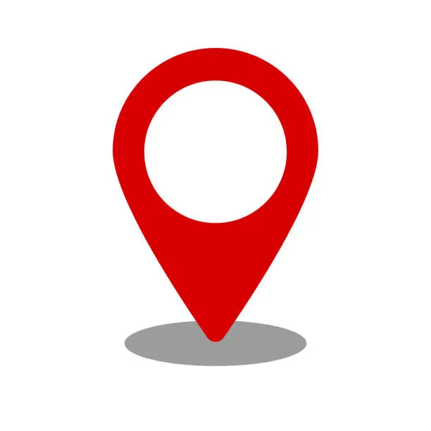 Vector illustration of Map pin and shadow. Current location information. Vector.