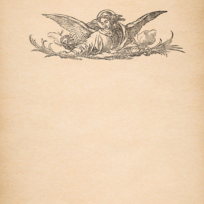 Angel. Religion. Faith. Christianity. Vintage old paper texture background