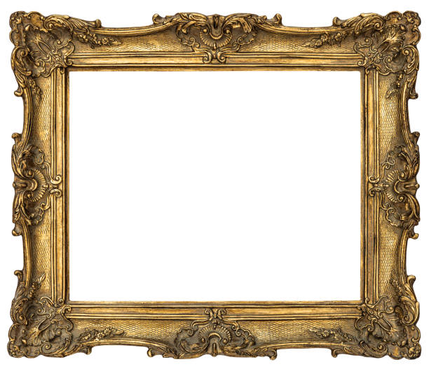 PNG Baroque golden picture frame isolated stock photo