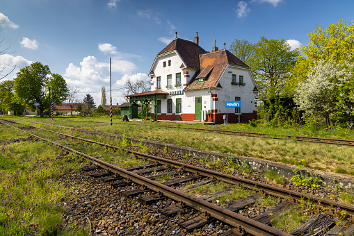 Old railway station in Hevlín, Southern Moravia, Czech Republic