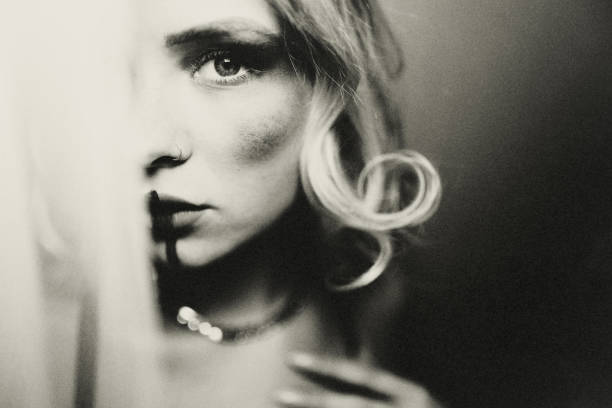 istock The modern young woman in the dark. 1448569671