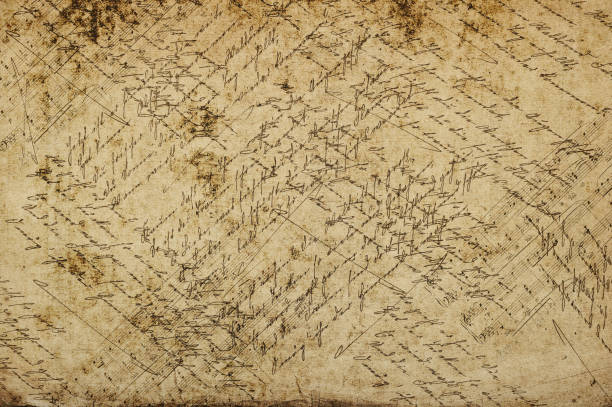 istock Used paper texture unreadable text. Stained paper sheet 1448570506