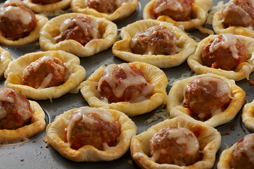 Meatball Pizza Bites Baked in a Mini Muffin Tin