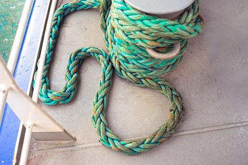 View of mooring rope of the ship.