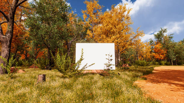 istock Graphic resources for sustainable development goals, biodiversity, a growing economy and ecology. 3D render with bilboard and canvas 1448574838