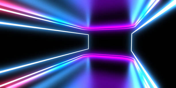 istock 3D abstract background with neon lights. neon tunnel  .space construction . .3d illustration 1448575733