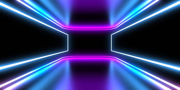 istock 3D abstract background with neon lights. neon tunnel  .space construction . .3d illustration 1448575734