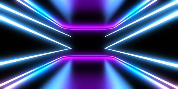 istock 3D abstract background with neon lights. neon tunnel  .space construction . .3d illustration 1448575736