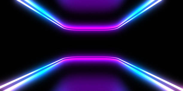 istock 3D abstract background with neon lights. neon tunnel  .space construction . .3d illustration 1448575737