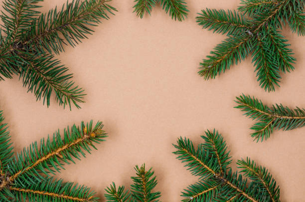 istock Christmas Holiday background frame with gift boxes, pine branches and decoration 1448576224