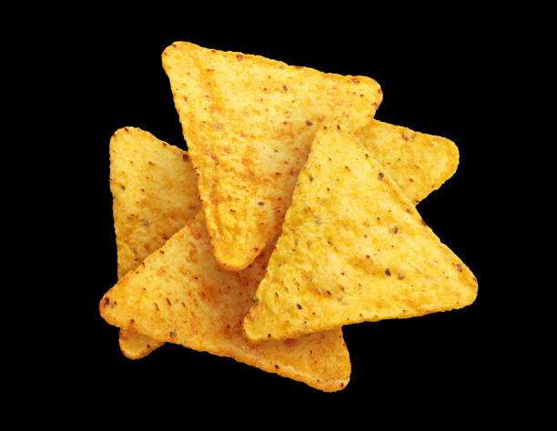 istock Delicious nachos chips on black 1448577173
