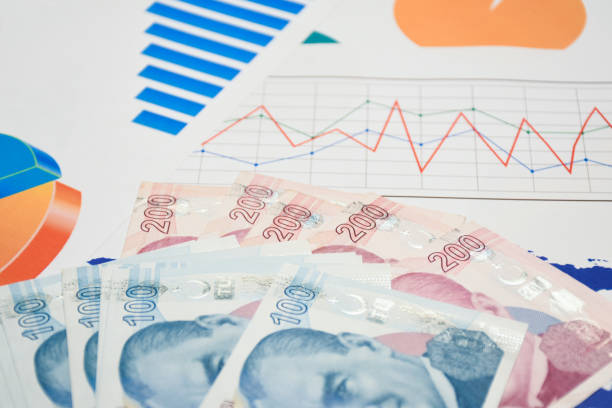 istock Turkish liras on the business and finance graphs documents 1448580912