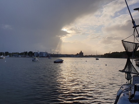 Dramatic sky over the port city of Eckernförde