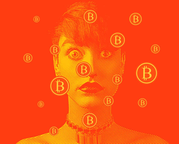 Female cryptocurrency trader with worried facial expression Female cryptocurrency trader with worried facial expression gold ira companies for young adults stock illustrations