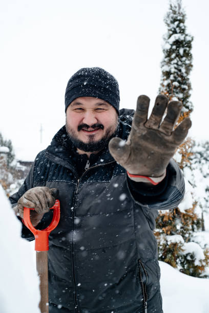 istock Portrait of a man with a beard outdoors in winter. 1448587949