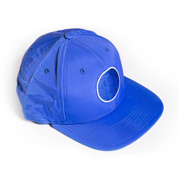 istock Blue cap with straight brim with embroidered circle 1448590095