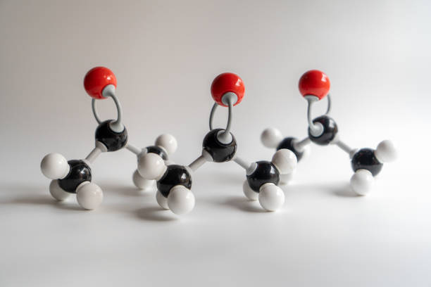 Picture of a group of molecular models of ketone molecules on white background