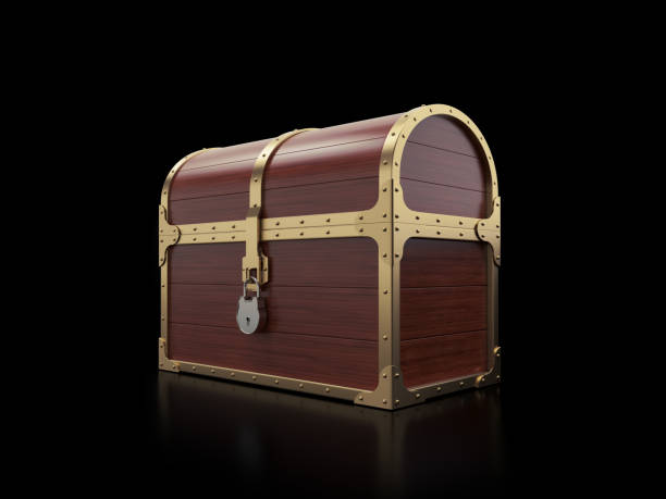 istock Wooden Treasure Chest On Black Background 1448592756