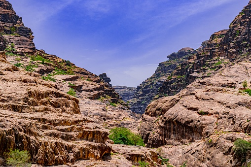 A photo of the mountains of lajab canyon in the southern Saudi Arabia