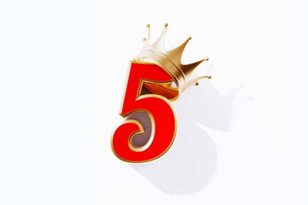 istock Number Five With Gold Crown Isolated On White Background 1448593217