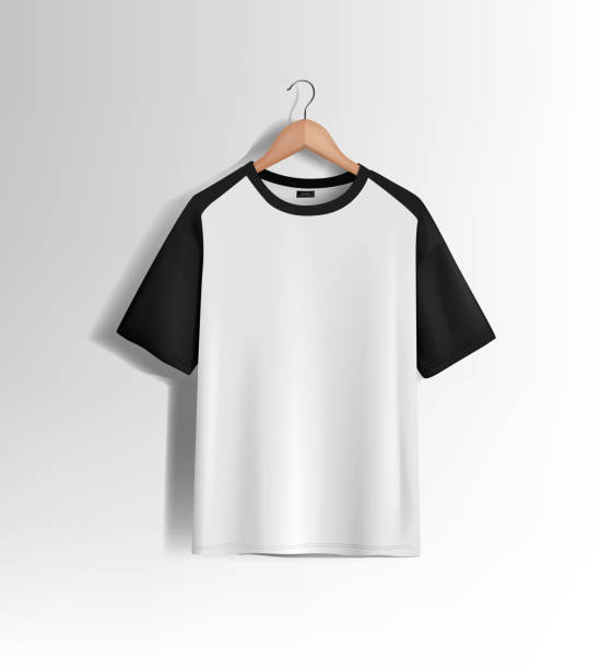 istock Men's slim-fitting short sleeve baseball shirt. Black Mock-up design template for branding. 1448594180