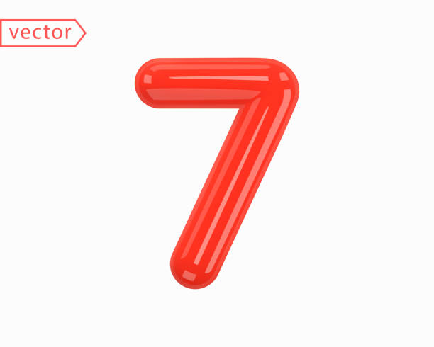 istock Number 7 Sign. Realistic Red Plastic Glossy 3D Number Seven isolated on white background. Birthday, Anniversary, Party, Christmas, Xmas, New year, Holiday Sale Concept. 3d vector illustration 1448597228