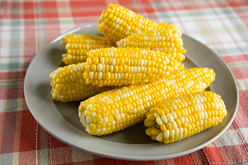 Corn on the Cob on a plate ready to eat.
