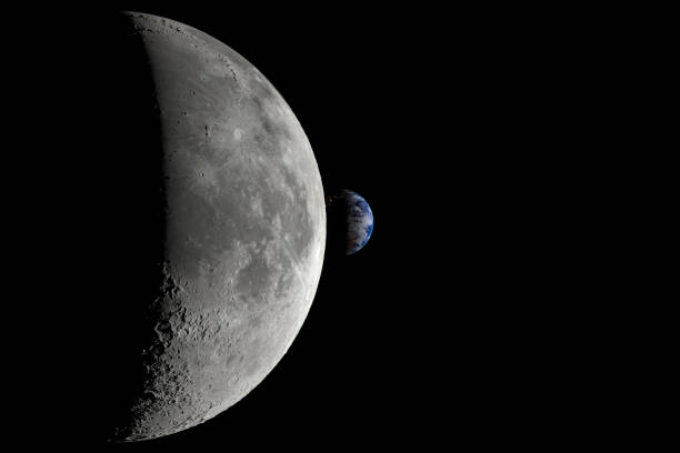 lunar surface detail on transparent background - maps from nasa - lua planetária imagens e fotografias de stock