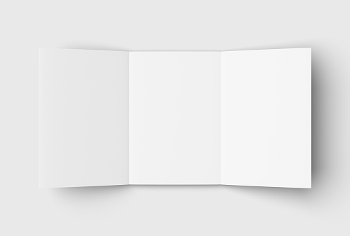 Blank Tri Fold Brochure Mock-up With White Background
