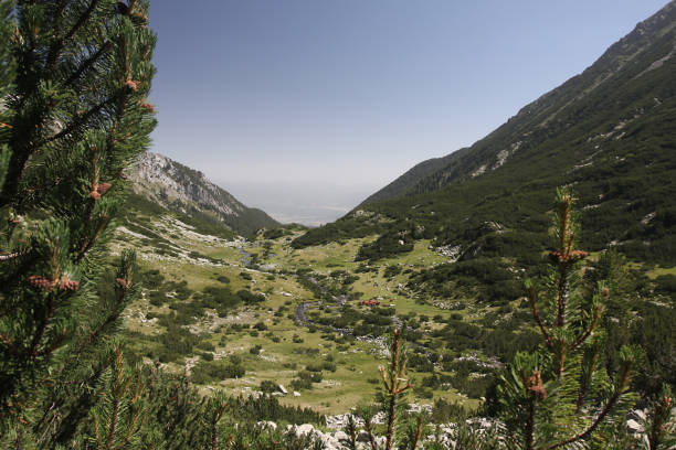 Spectacular aerial view of glacial lakes in Retezat National Park, Romania. Alpine landscape with pristine mountain tarns surrounded by Carpathian peaks.