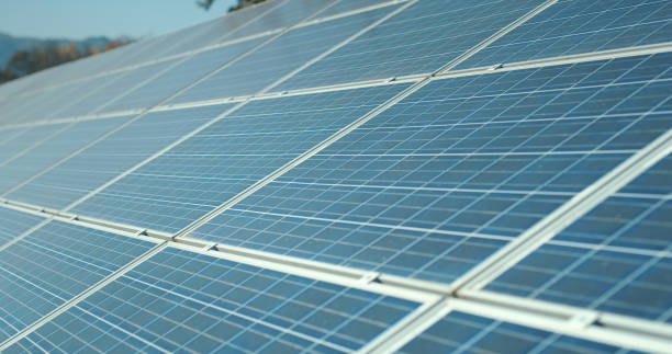 istock Solar energy, solar panel and renewable energy electricity for  a sustainability power plant, development and innovation. Clean energy, sustainable green technology and eco friendly tech construction 1448611593