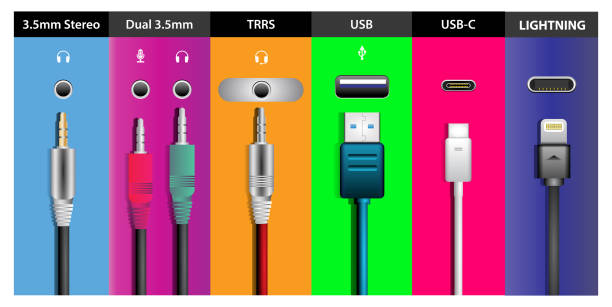 anschluss usb 2 - usb cable illustrations stock-grafiken, -clipart, -cartoons und -symbole