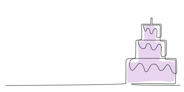 kuvapankkikuvitukset aiheesta koristelu jatkuva viiva käsin piirustuselementti kakku hääkuvakirjaan, kutsuihin. - hääkakku