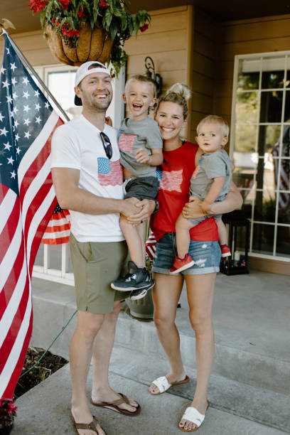 Happy family celebrating Independence Day