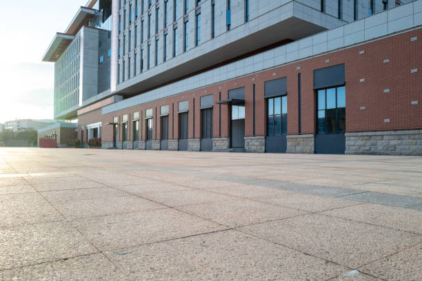 istock Modern architecture. The square outside the red brick building 1448621953
