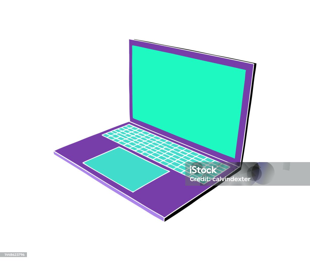 Computer Color Sketc Laptop Computer Sketch Design Stock Illustration - Download Image Now ...