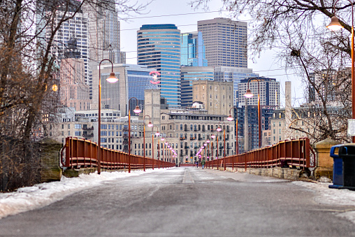 Winter and the Stone Arch Bridge in Minneapolis