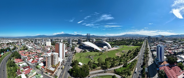 Aerial view of La Sabana Park and Costa Rica National Stadium in San Jose Costa Rica