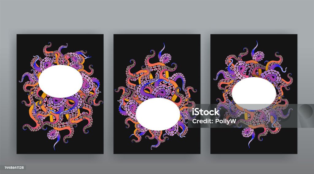 Octopus Round Frame Octopus Abstract Frame Design Creative Ocean Doodle Cute Decoration ...