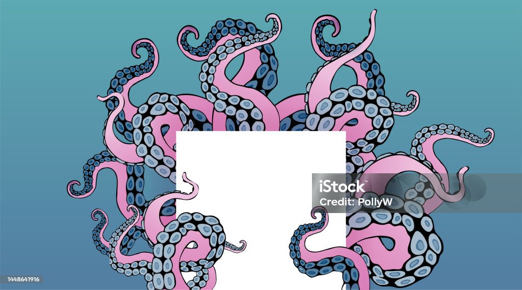 Octapus Frame Octopus Abstract Frame Design Creative Ocean Doodle Cute Decoration ...