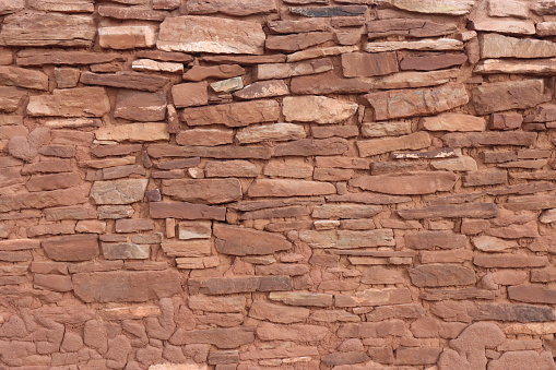 Details of a stone wall at the Abo Salinas Pueblo National Monument in New Mexico