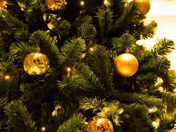 istock Christmas Tree Gold Ball Decorations 1448679207