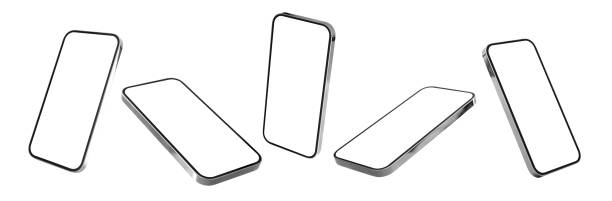 modelli di telefoni cellulari, set di telefoni in diverse angolazioni isolati su sfondo bianco - different angles foto e immagini stock