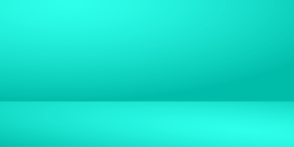 Vibrant background in blank turquoise tones. Empty stand to show the product.